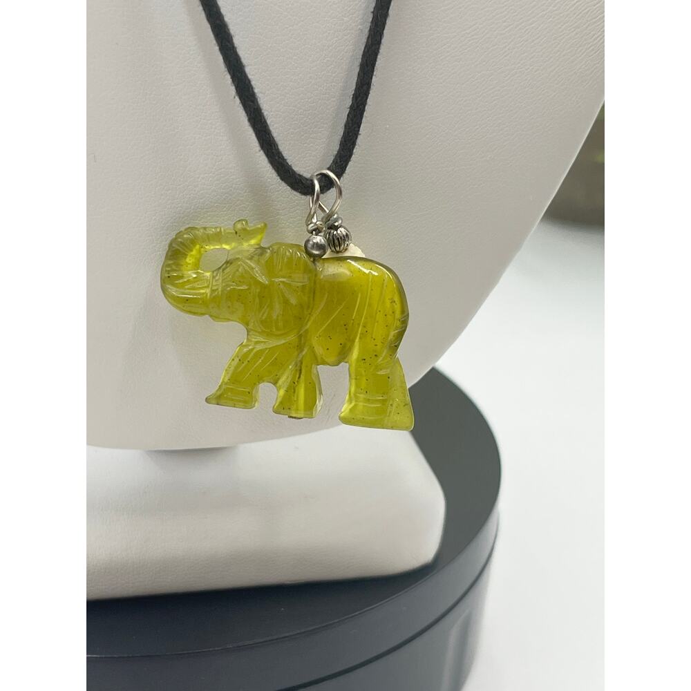 Nephrite Jade Trunk Up Elephant With Double-Heade… - image 2